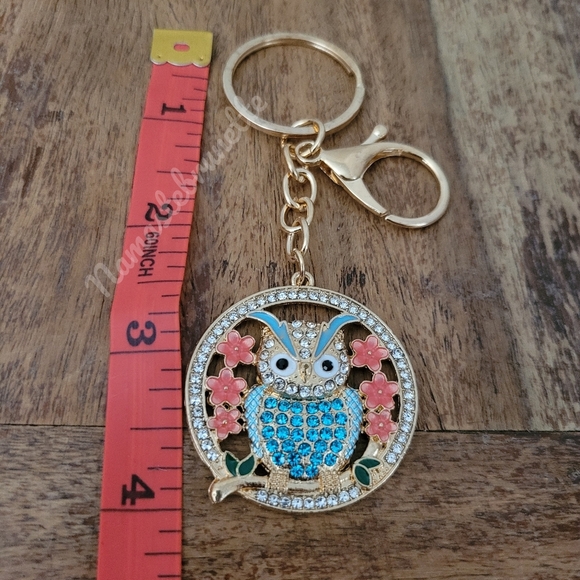 2/$20 Boho Owl Crystal Rhinestone Keychain Bag Charm - Picture 6 of 9